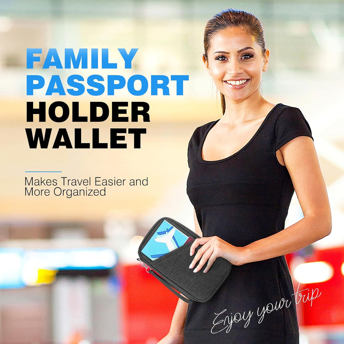 Cartera de pasaporte para familia con RFID, organizador de document...
