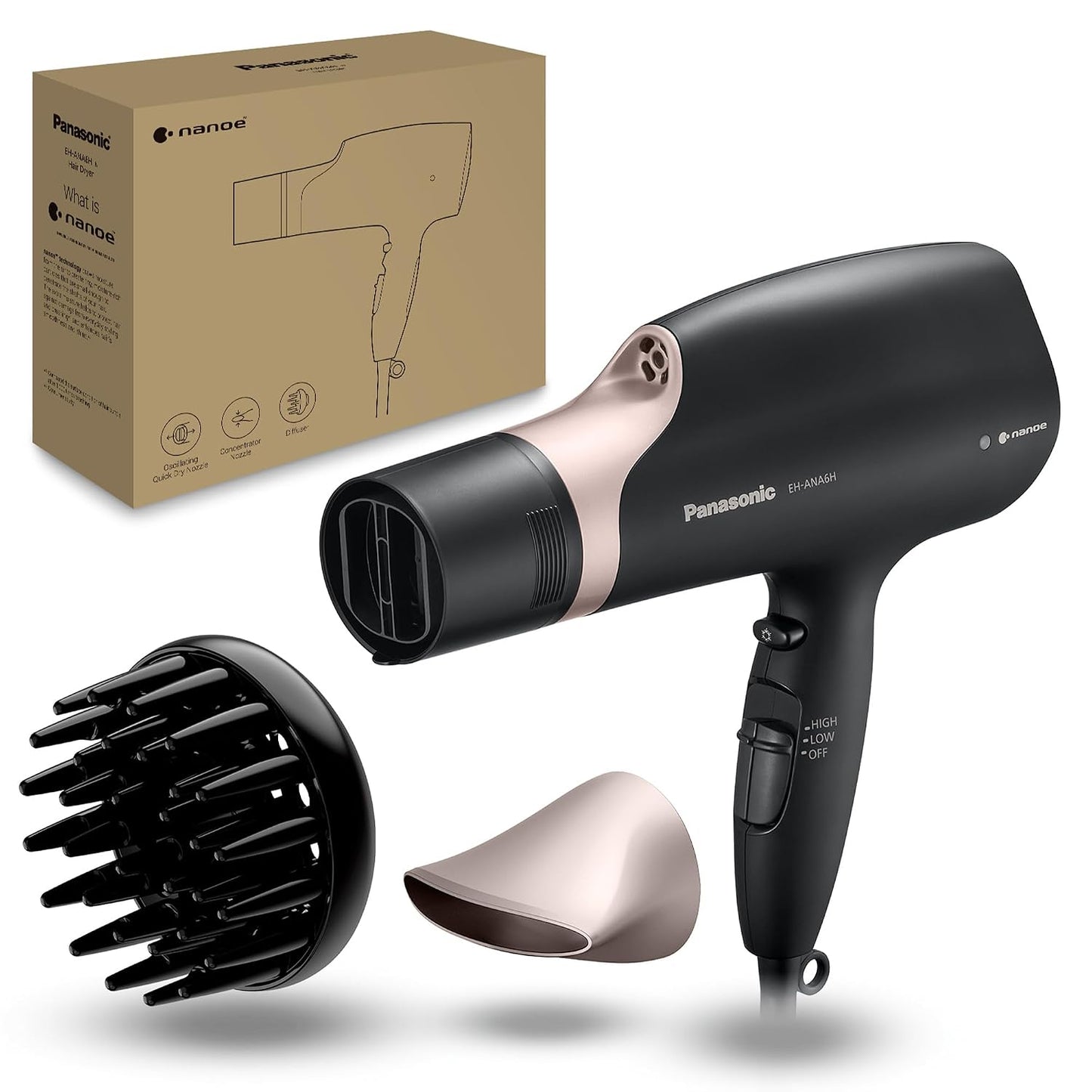 Panasonic Nanoe Secador de Pelo de Salón, Boquilla Oscilante de Sec...