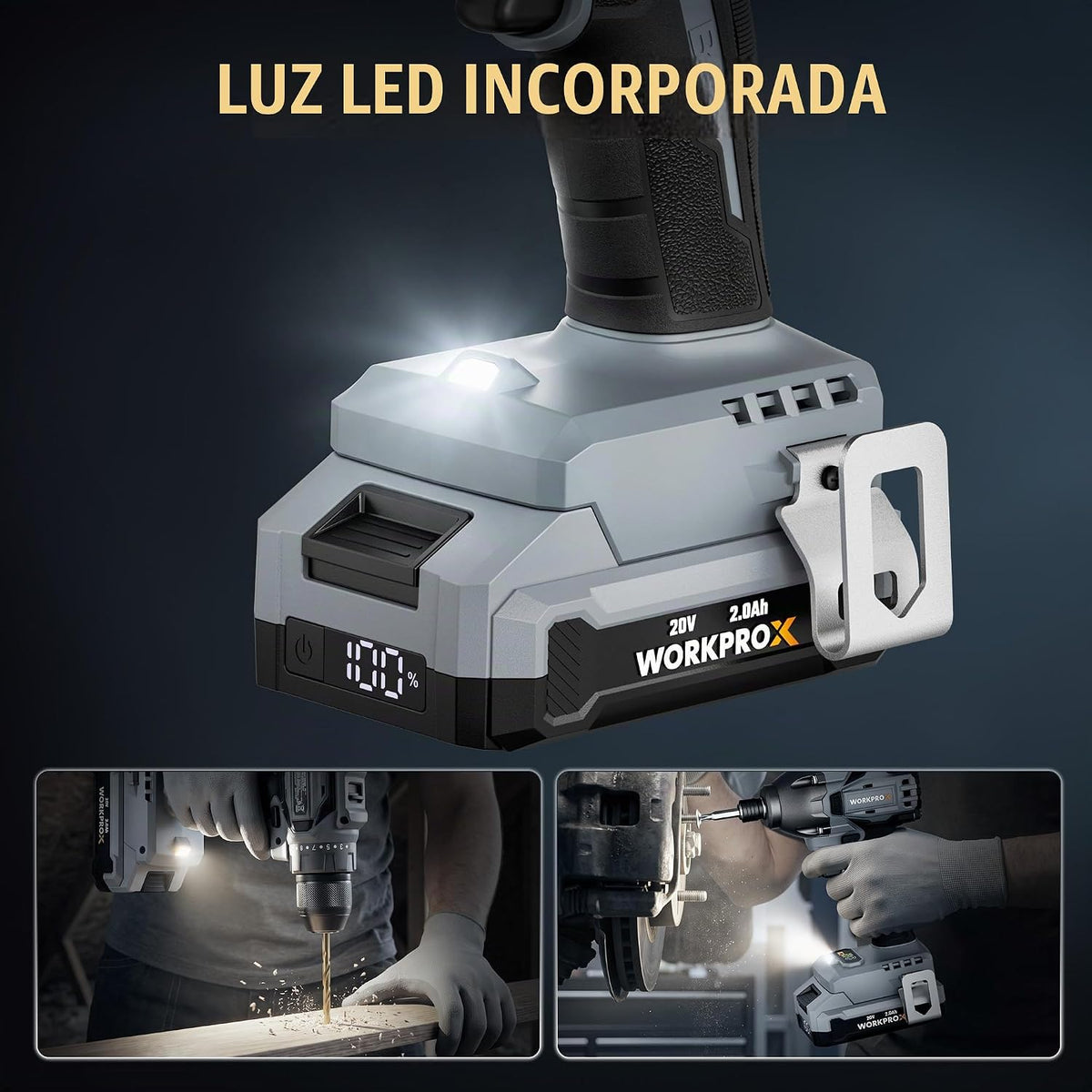 WORKPRO Kit combinado de taladro inalámbrico y destornillador de im...
