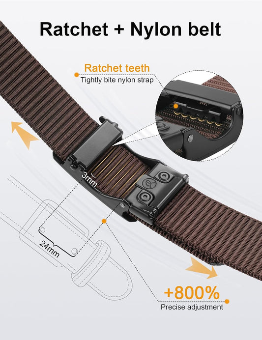 JUKMO - Cinto de nailon con trinquete de 1.5" para hombre, cint...