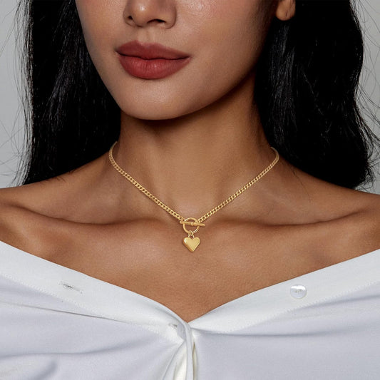 Airmb Collar de Corazón para Mujer, Chapado en Oro\/Plata, Garganti...