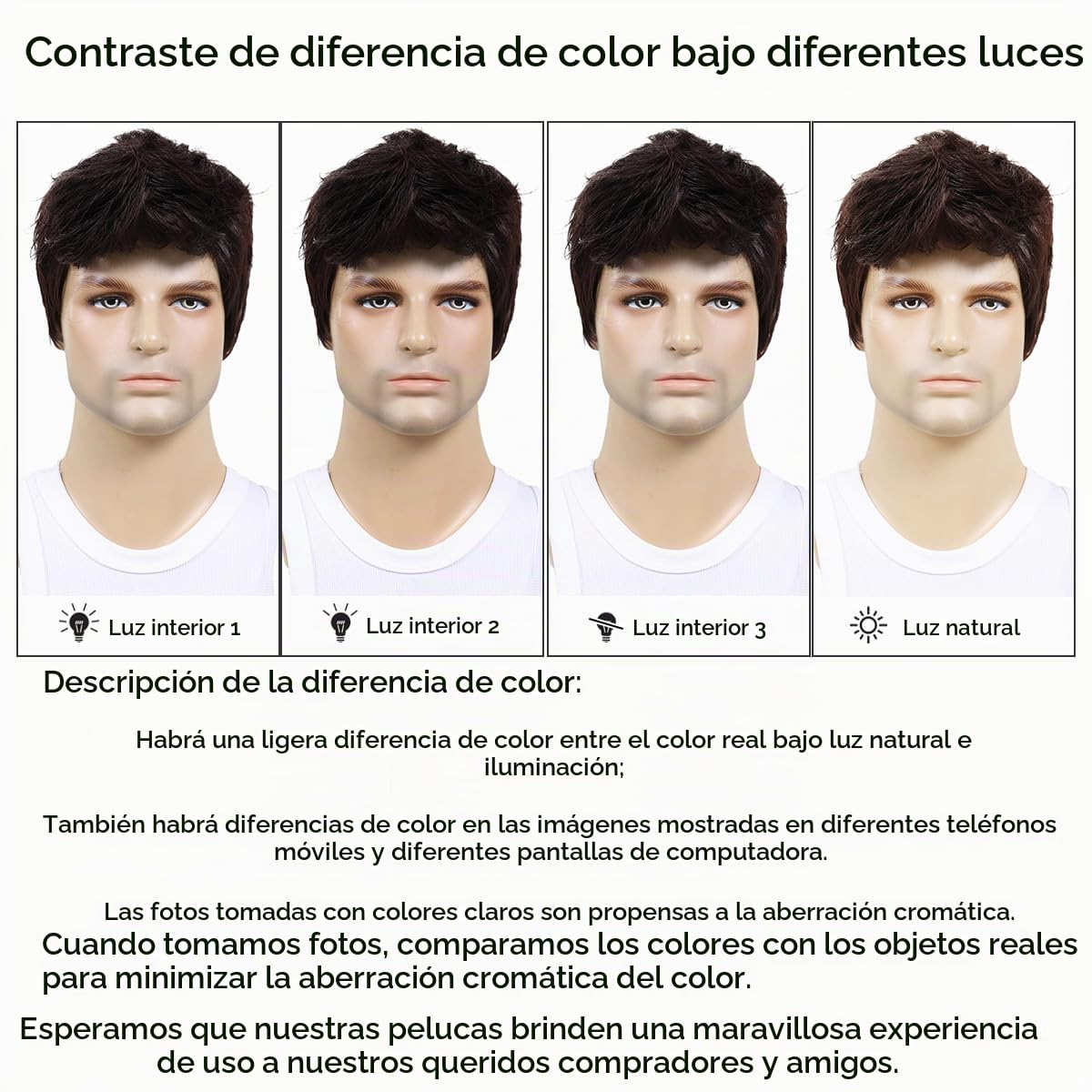 BEAUTY FLAG Peluca corta marrón para hombre, disfraz diario, sintét...
