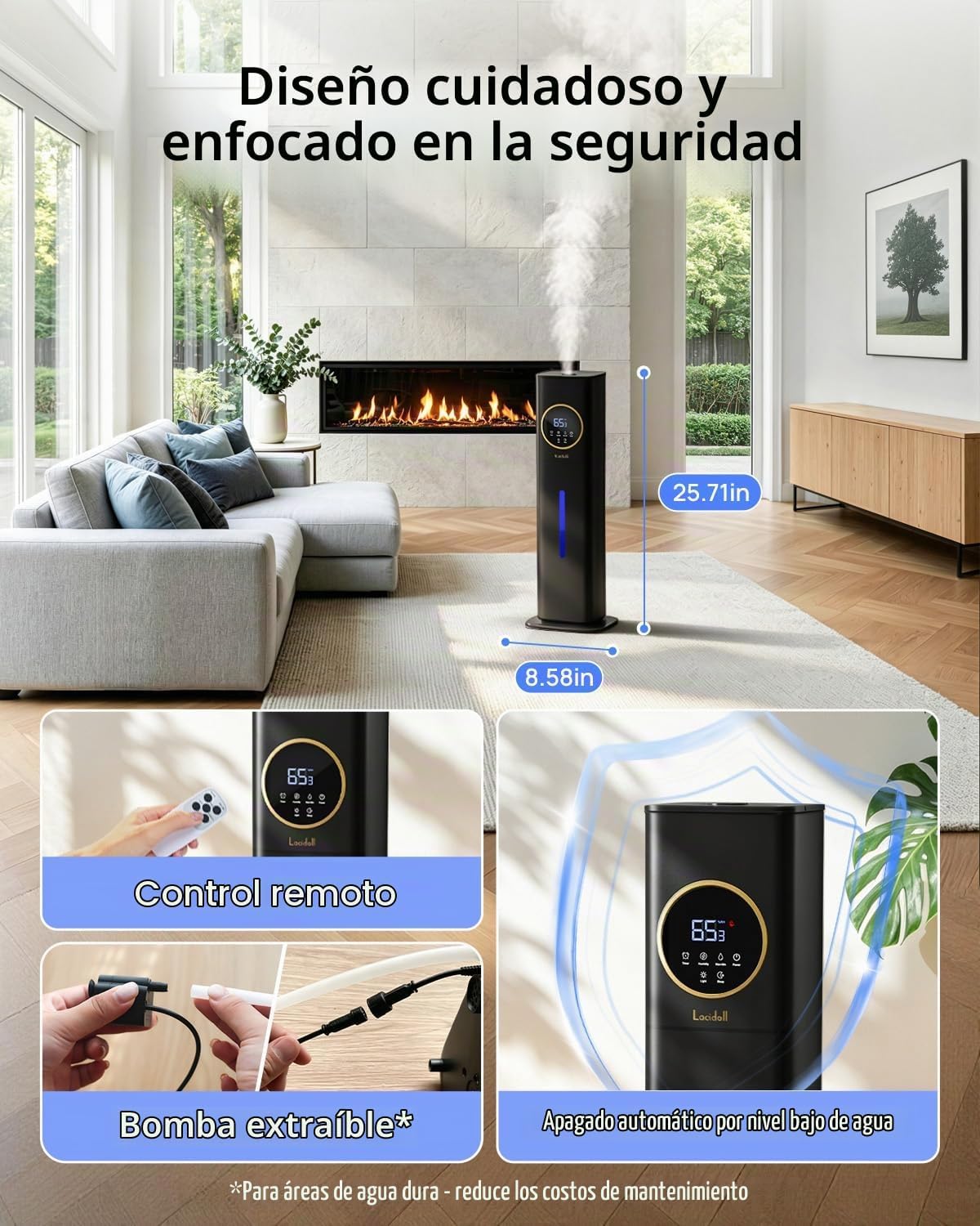 LACIDOLL Humidificadores para dormitorio de 500 pies cuadrados | Lu...