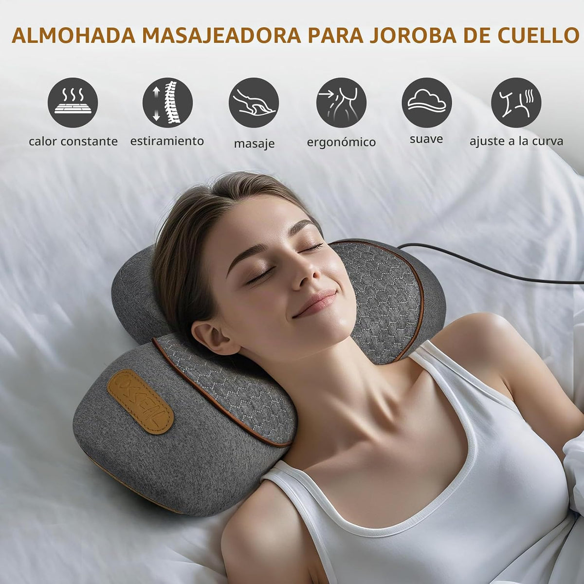 Voluart Almohada masajeadora de cuello 3 en 1 con calor y tracción,...