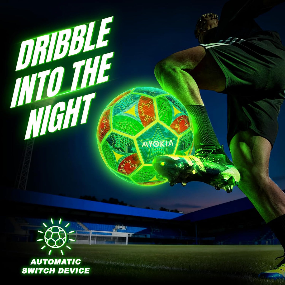 MYOKIA - Balón de fútbol recargable con luz, tamaño 5, tricolor que...