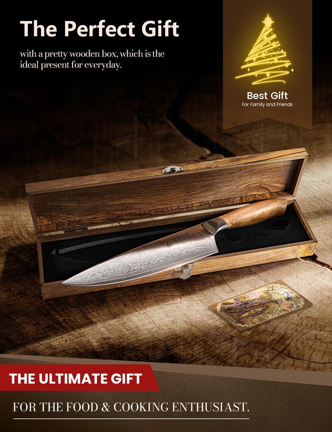 Cuchillo de chef de Damasco en acero japonés, cuchillo de cocina de...