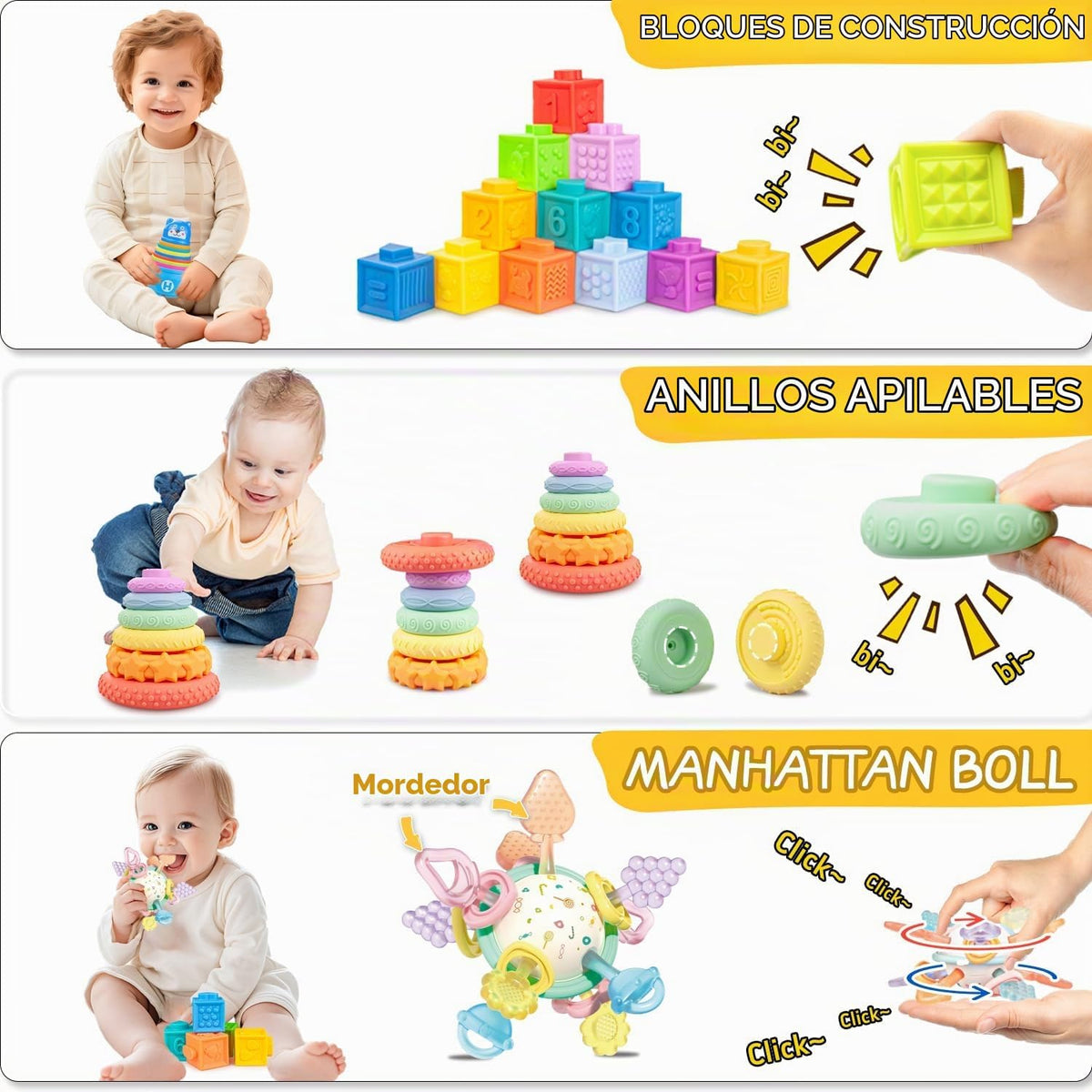 SYUUKH Juguetes 6 en 1 para bebés de 6 a 12 meses, juguetes para be...