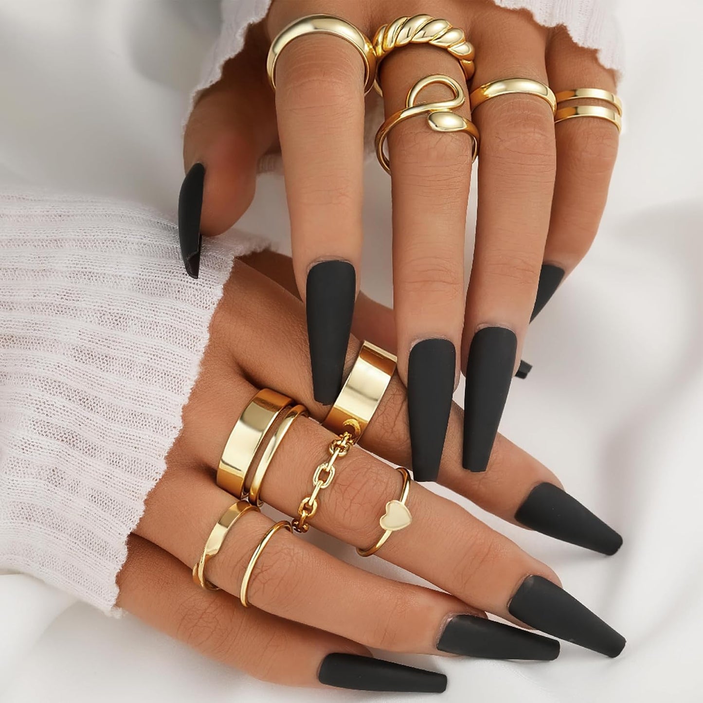 YEEZII Juego de 25 anillos dorados para nudillos para mujer, lindos...