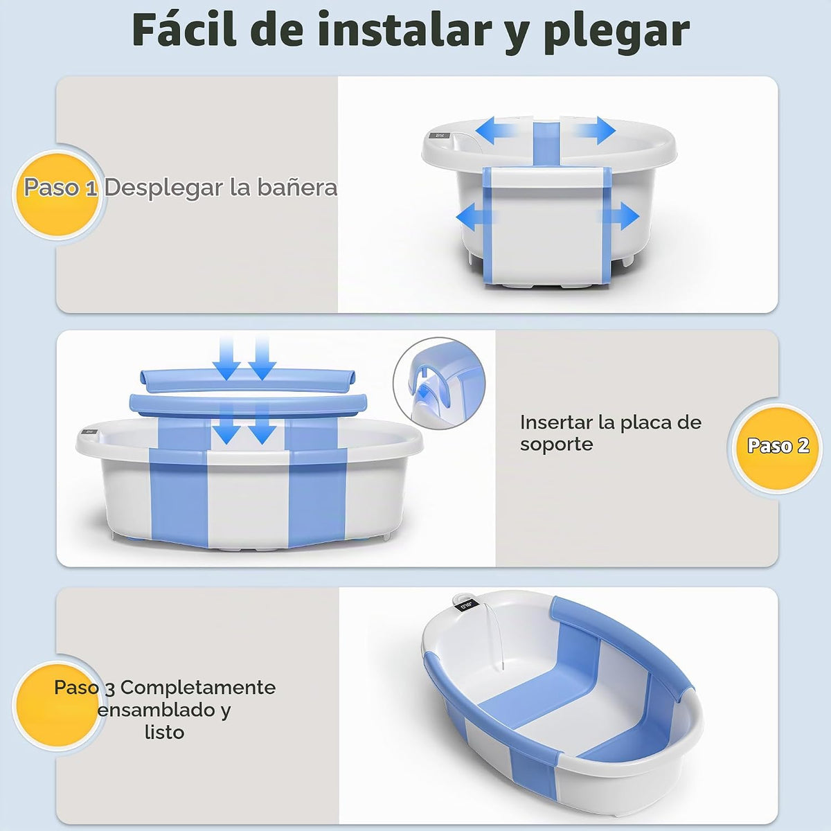 Bañera plegable para recién nacidos a niños pequeños de 0 a 36 mese...