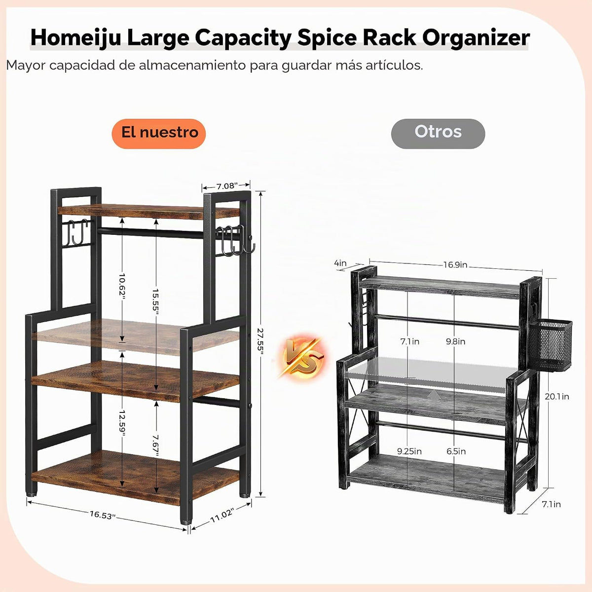 Organizador de encimera de cocina, organizador grande de 3 niveles...