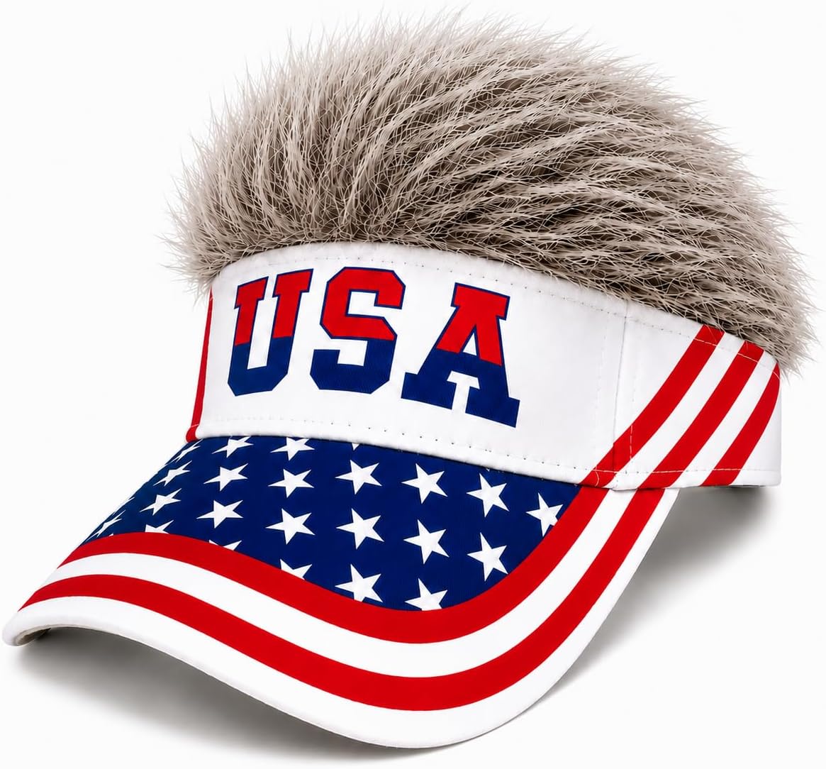 Gorra con visera para hombre con cabello falso, gorra con cabello p...