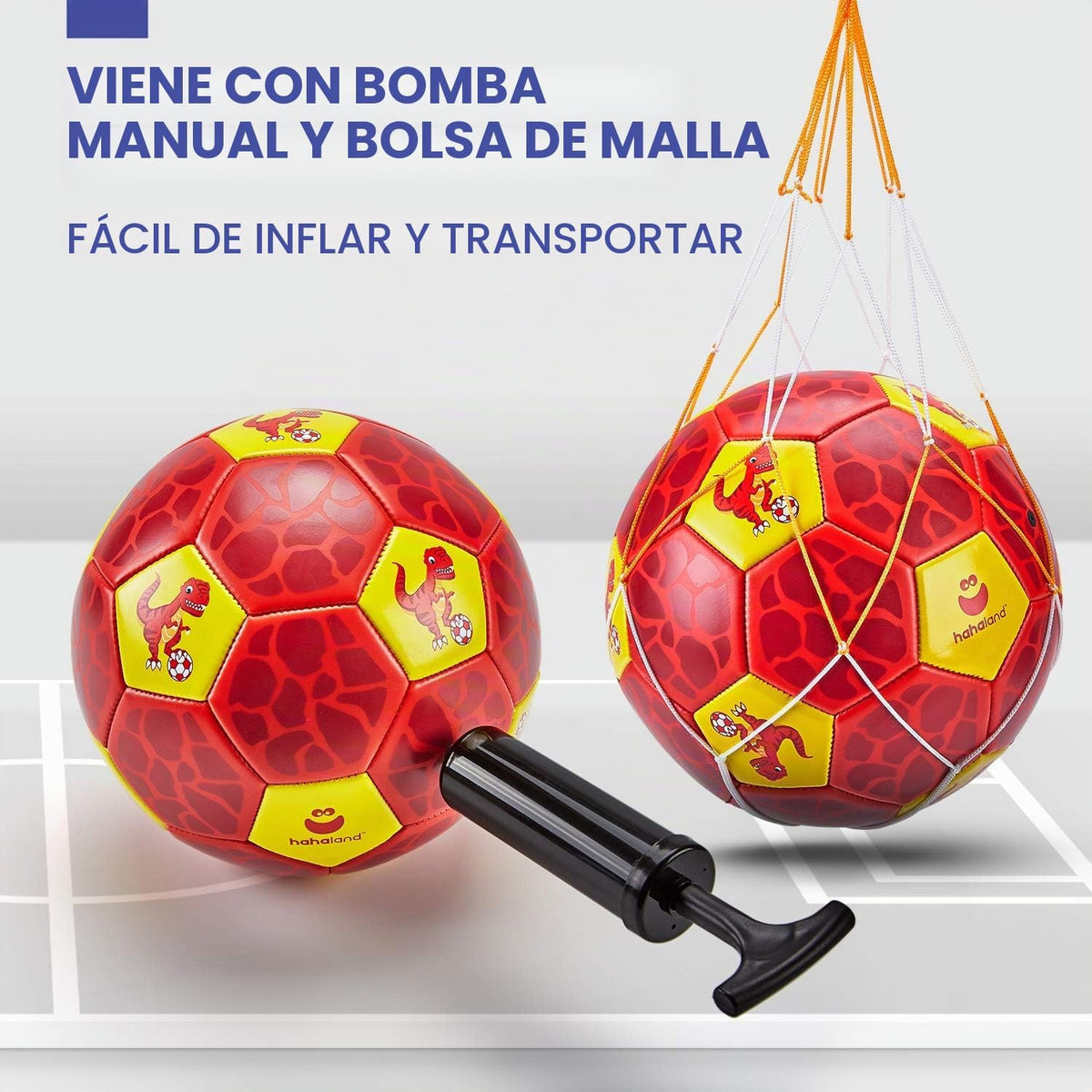 hahaland Balón de fútbol tamaño 3 para niños con bolsa de malla de...