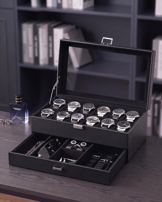 Lolalet Estuche para Reloj para Hombre, Joyero para Hombre con 12 R...
