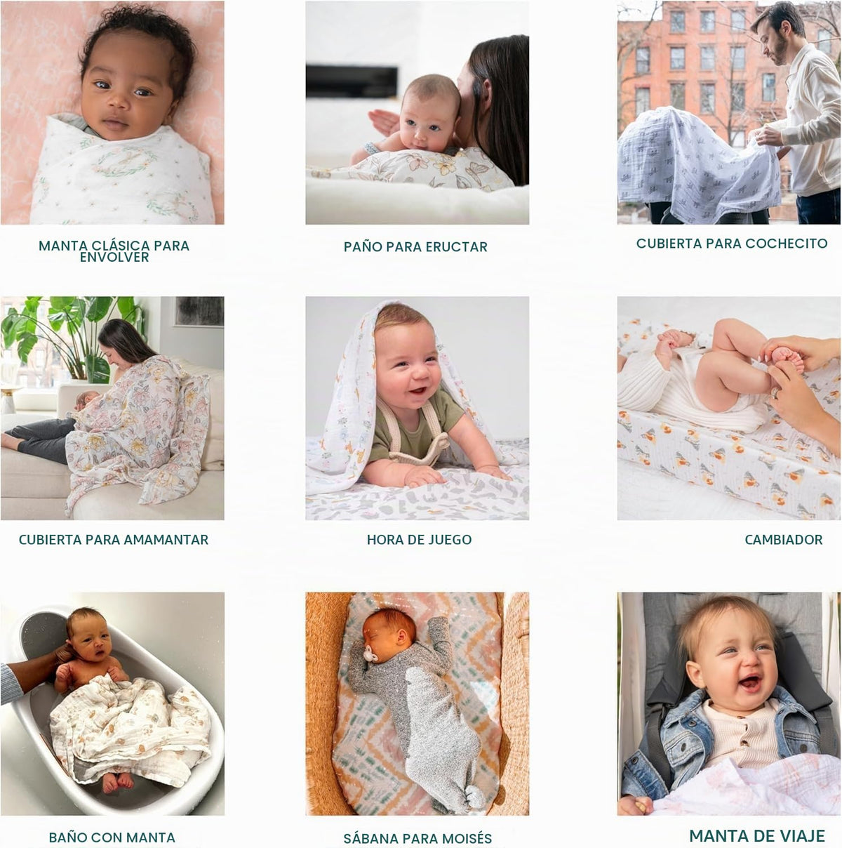 aden + anais Essentials - Manta de muselina para bebé, manta de rec...