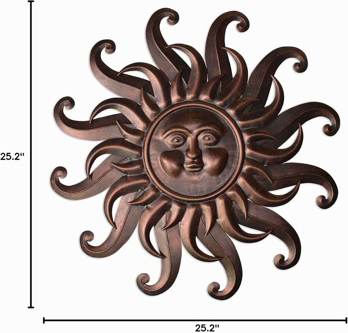Comfy Hour - Arte de pared grande de metal con cara de sol de 25 pu...