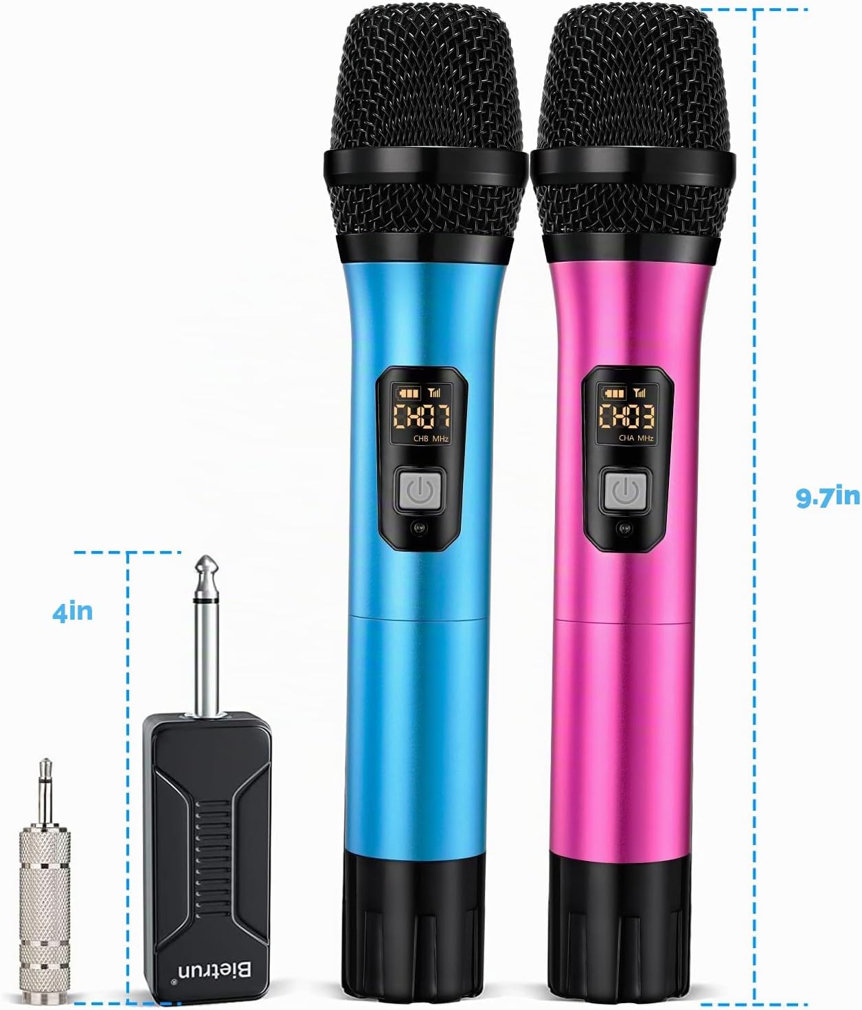 Micrófono inalámbrico, Bietrun UHF de metal, sistema de micrófono d...