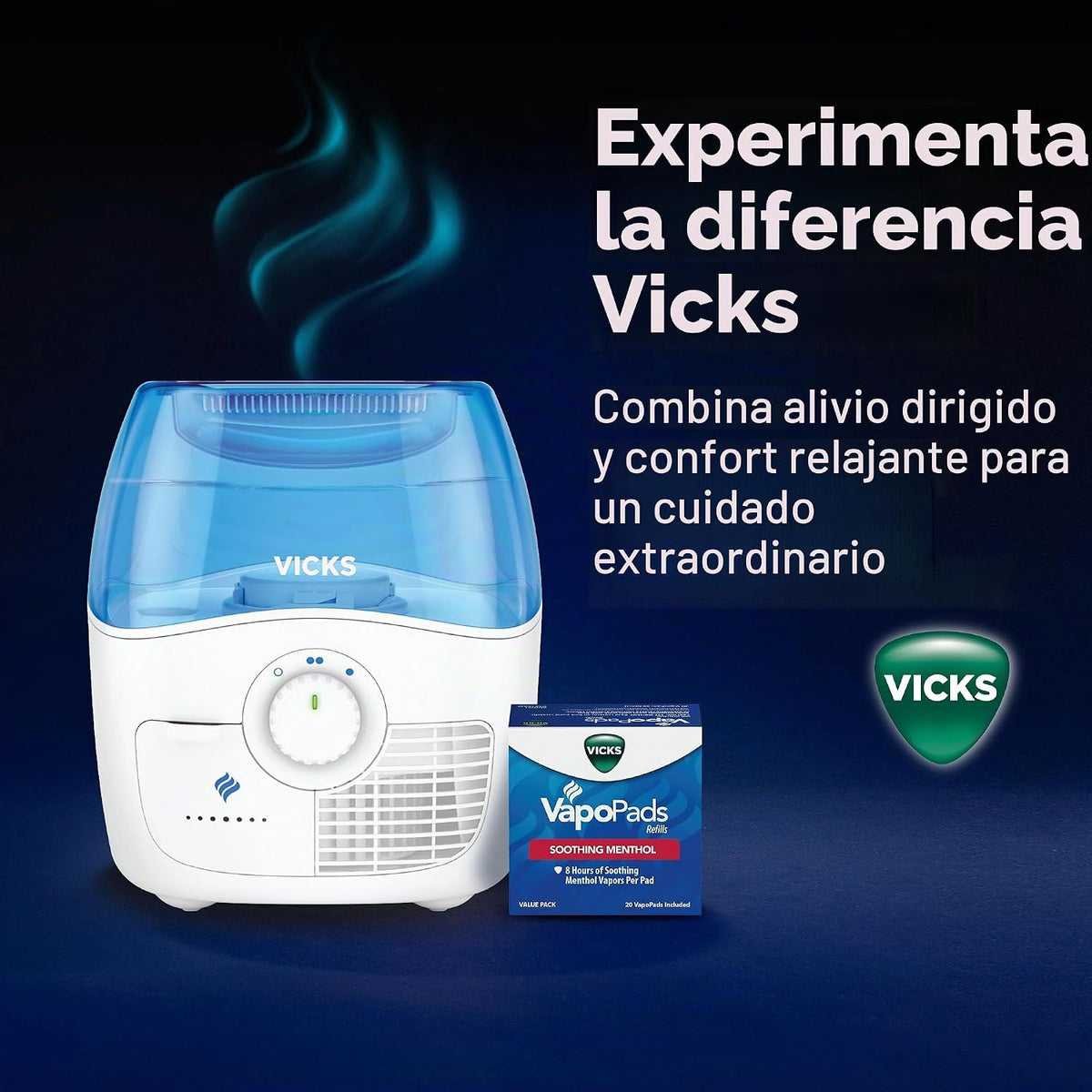 Vicks Humidificador de niebla fría filtrada, habitación media, tanq...