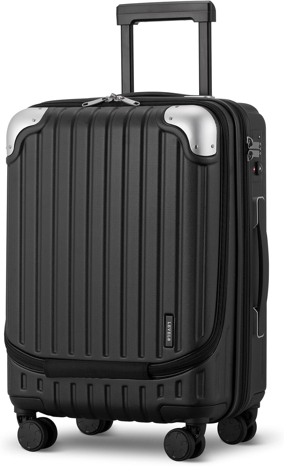 LEVEL8 Equipaje Grace, Negro, 20 pulg. | Bolsillo frontal, se adapt...