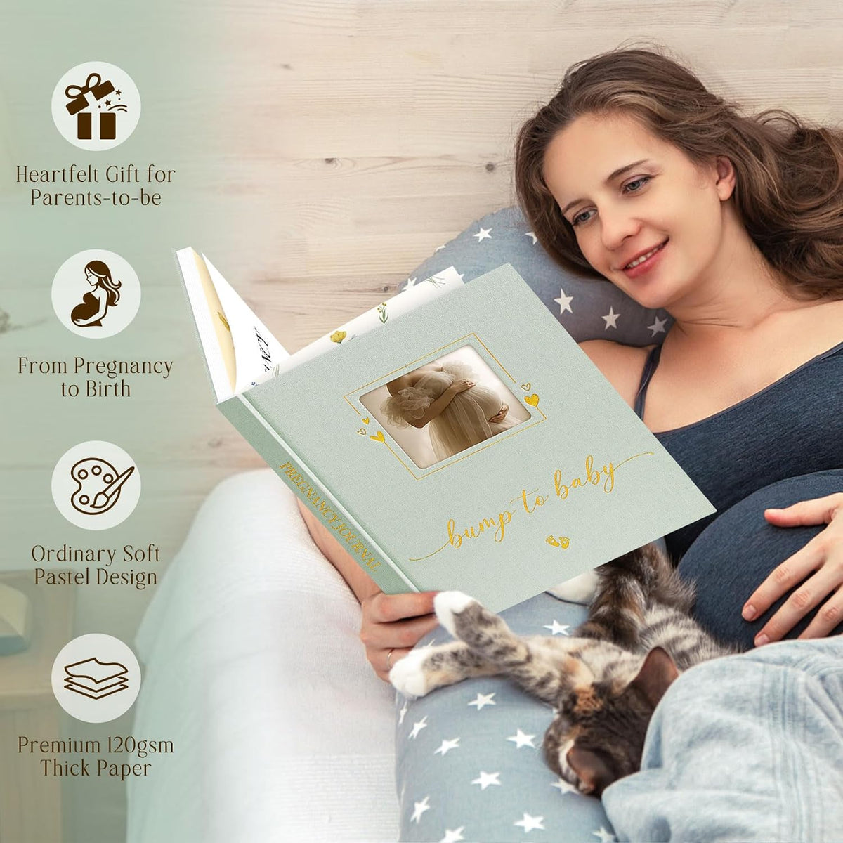 Lanpn Mi diario de embarazo Libro de recuerdos para mamá primeriza,...