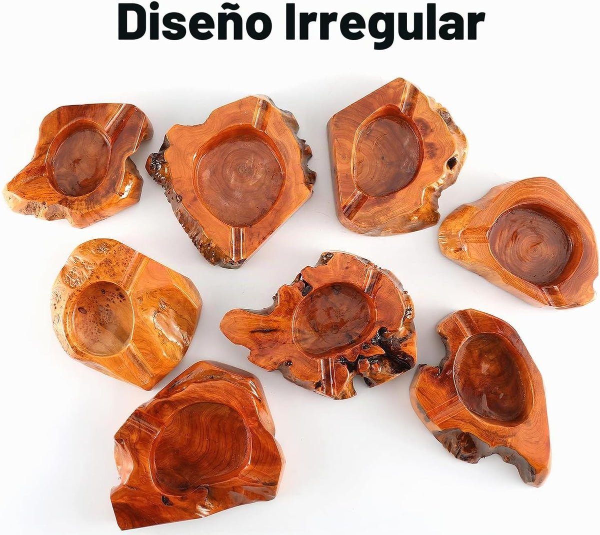 Cenicero de madera para cigarros para interiores y exteriores, gran...