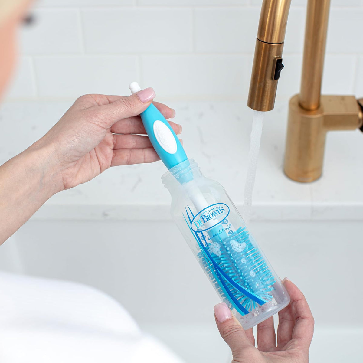 Dr. Brown's Cepillo para botellas de tacto suave, azul | Cepill...