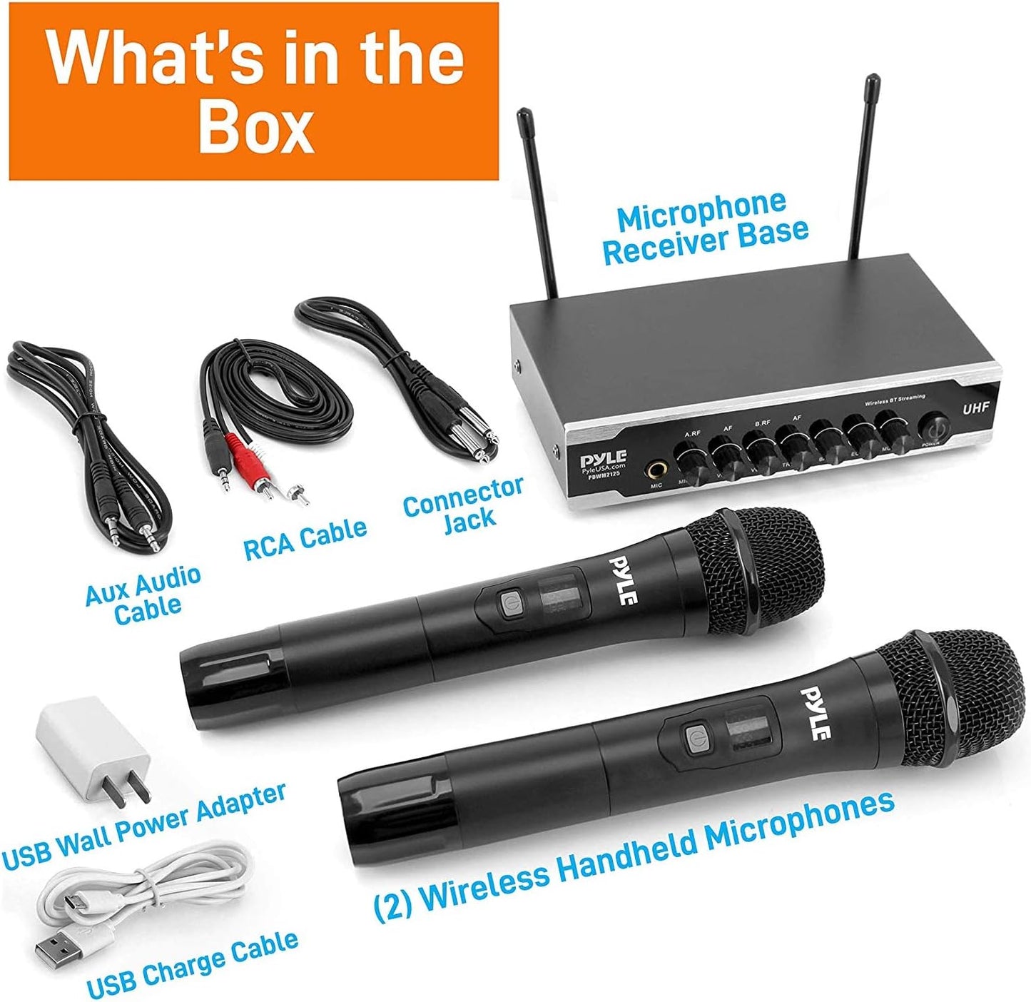 Pyle Sistema de micrófono inalámbrico Uhf portátil, juego de micróf...