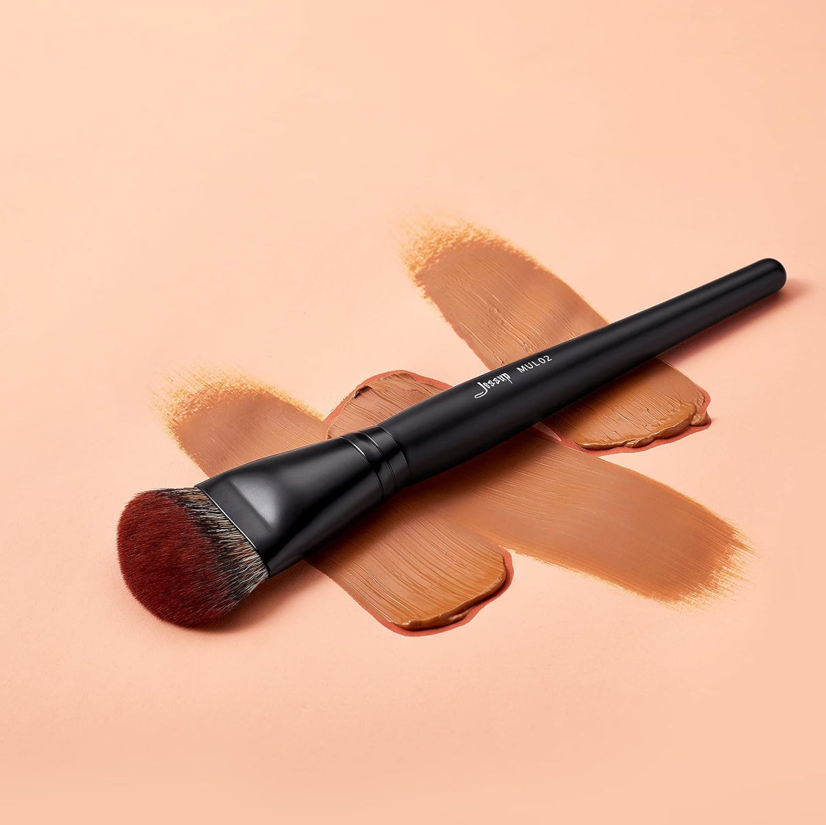 Jessup Pinceles de maquillaje de cara grande, 5 piezas, base sintét...