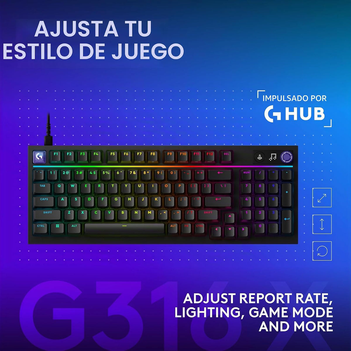 Logitech G Teclado para juegos de 316 x 98, velocidad de informe de...