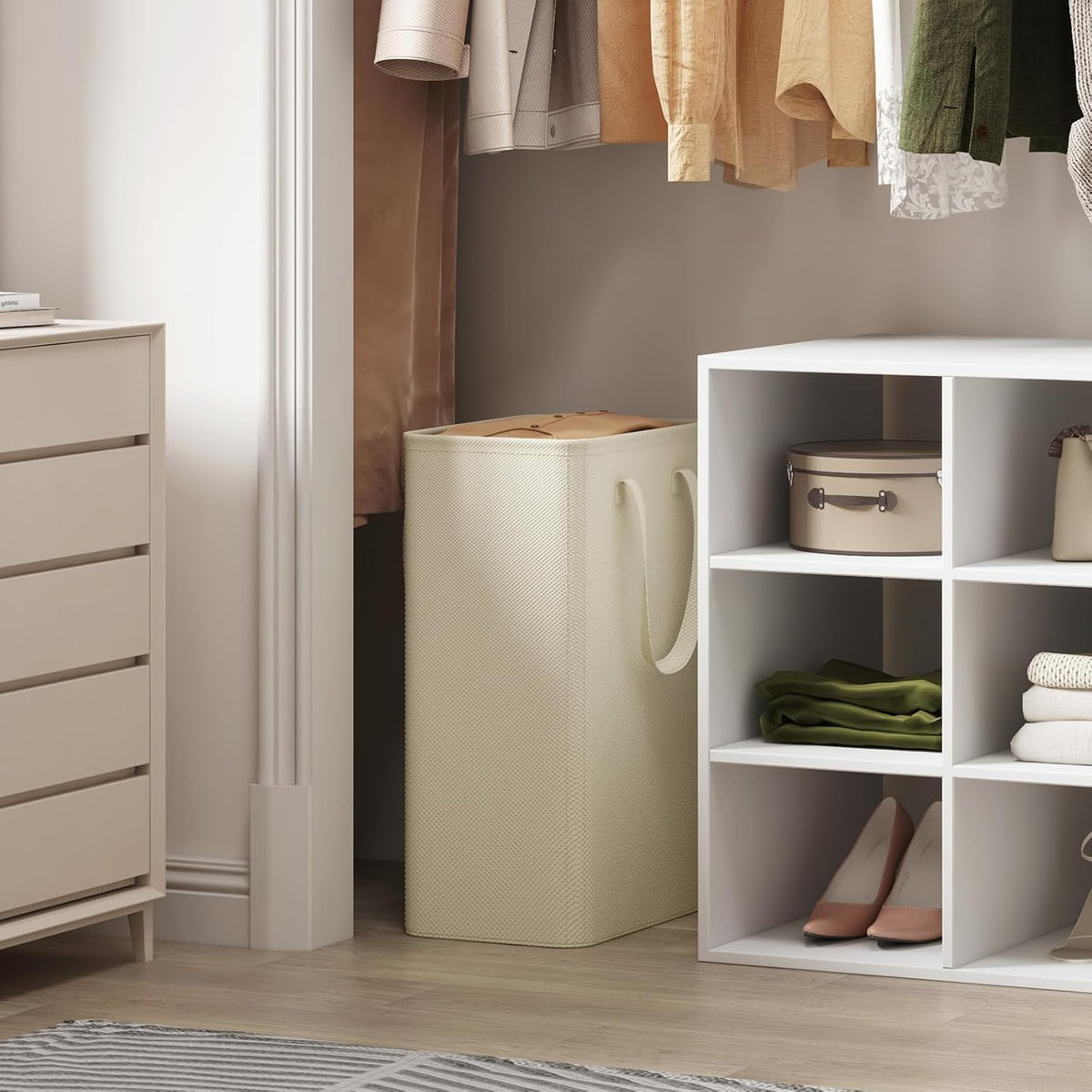 Lifewit Cesta de lavandería plegable delgada con asas, 50L, color b...