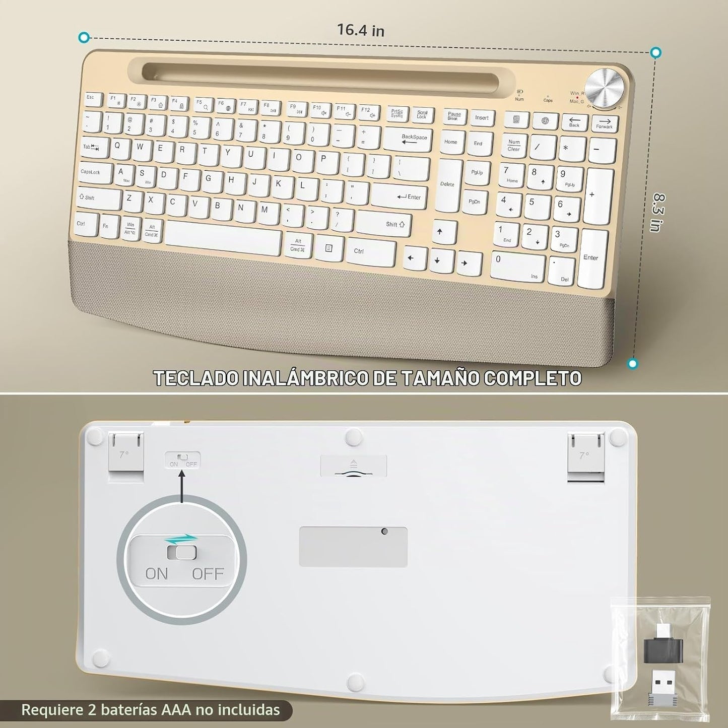 JOYACCESS Combo ergonómico de teclado y mouse inalámbricos, teclado...