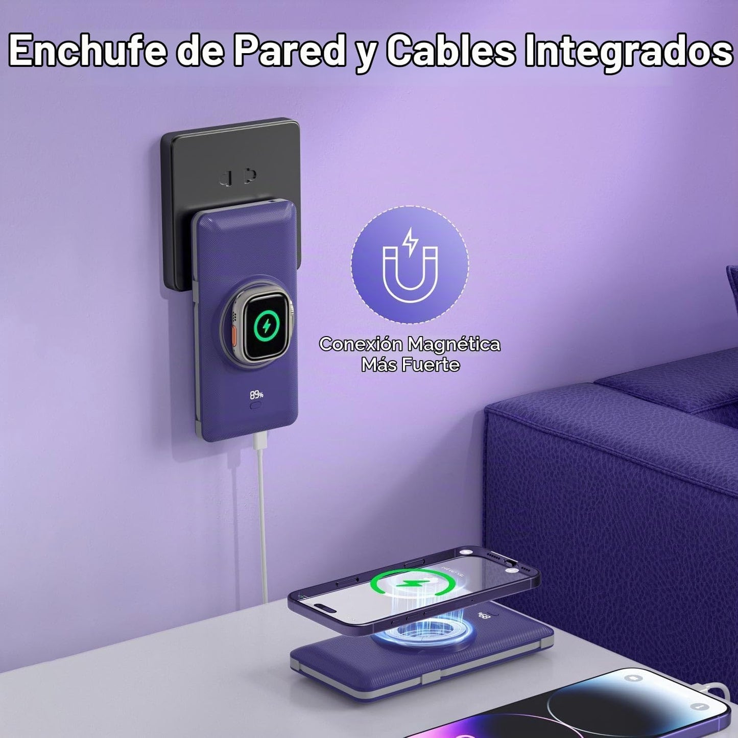 LUCKYFELLOW Banco de energía inalámbrico para teléfonos y Apple Wat...