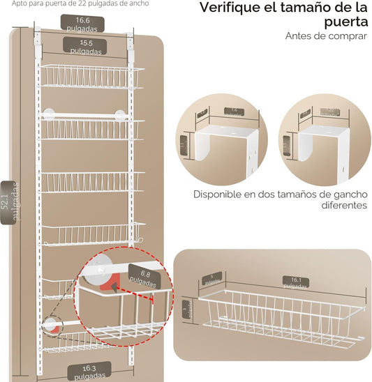 Delamu Organizador ajustable para puerta de armario, organizador de...