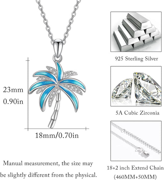 Collar de plata de ley S925 con diseño de árbol de coco para hombre...