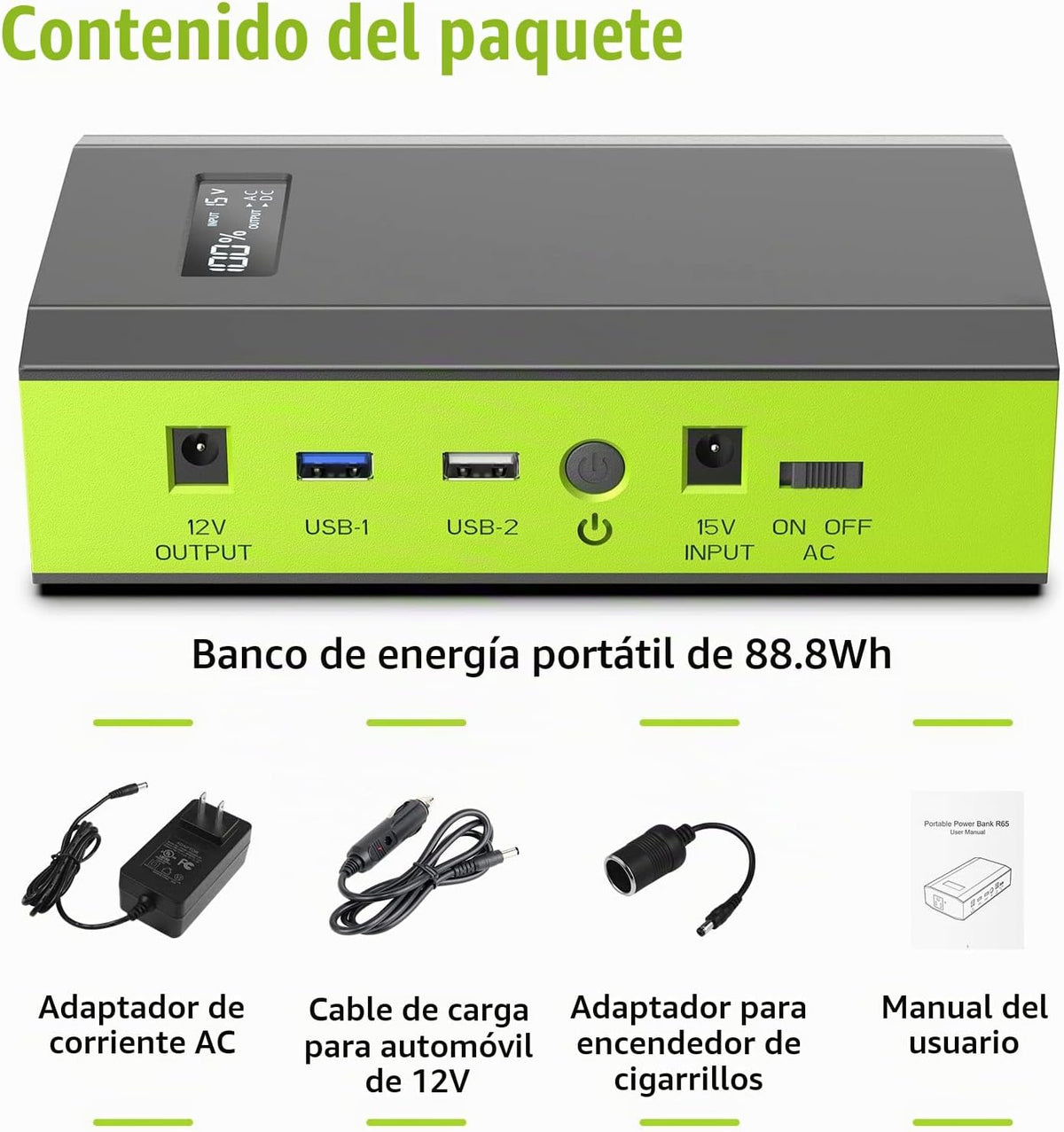 Batería portátil ZeroKor con toma de corriente alterna, paquete de...