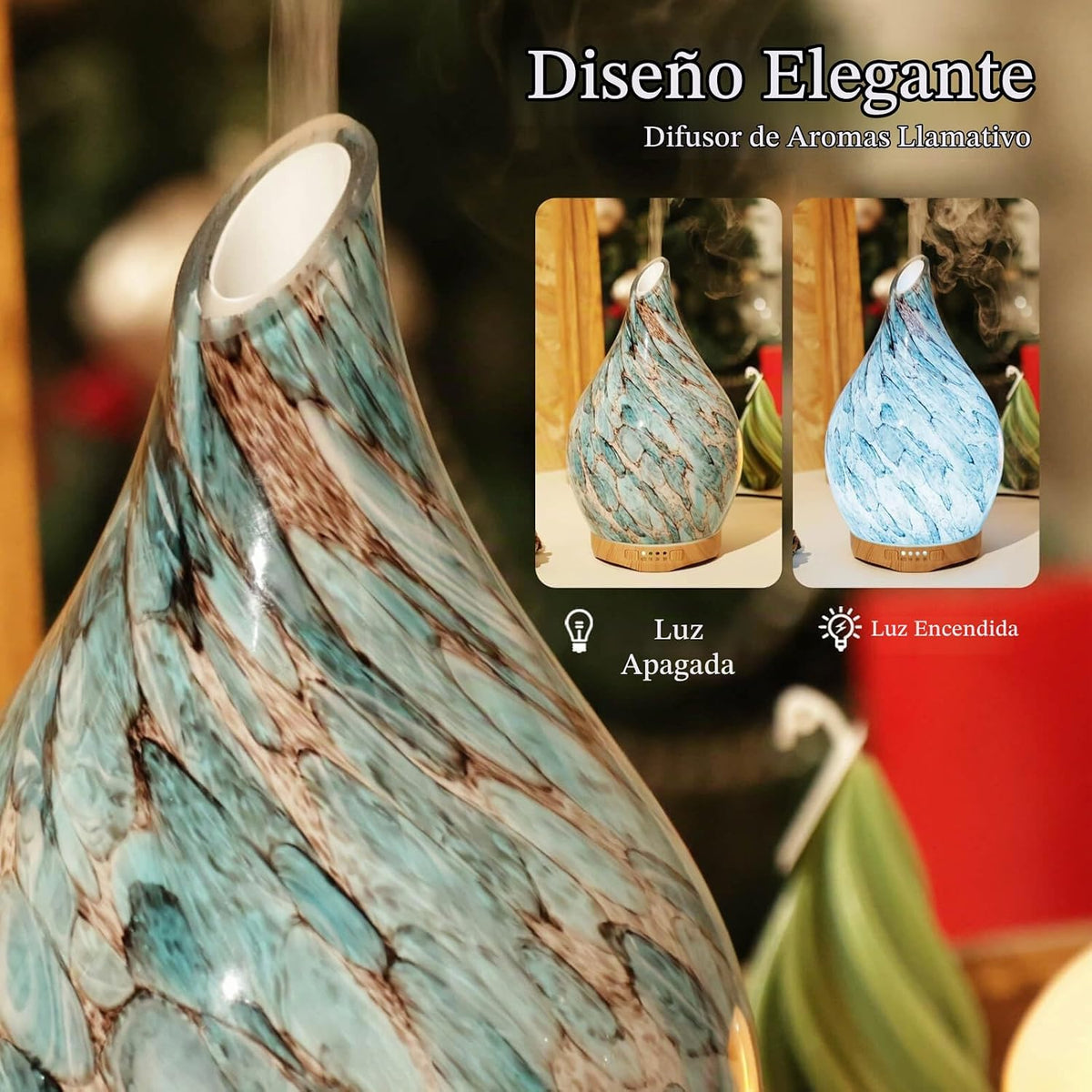 Porseme Difusor de aceite esencial de vidrio de 9.5 fl oz para arom...