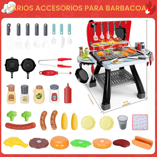 Juguetes de Cocina de Juego para Niños, Parrilla BBQ de Cocina para...