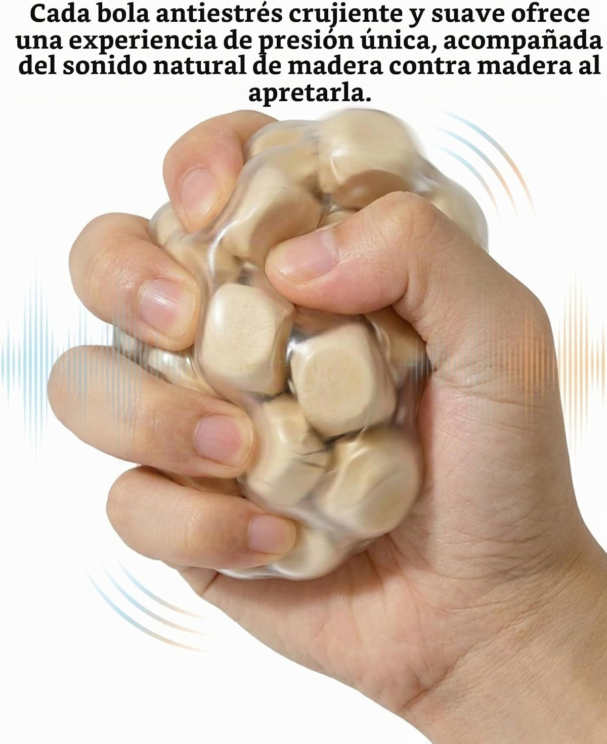 2 bolas crujientes para el estrés con núcleo de madera, juguetes an...