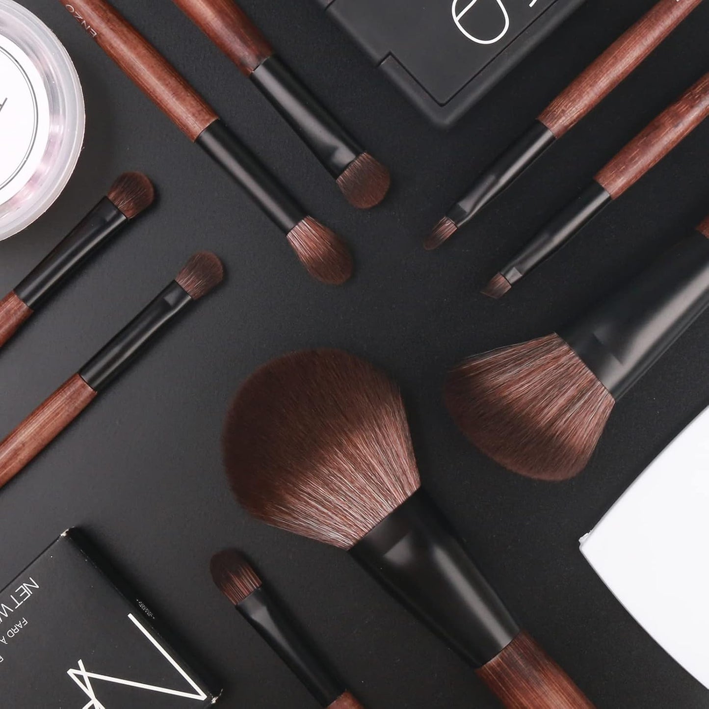Juego de brochas de maquillaje de bambú profesional, juego de broch...