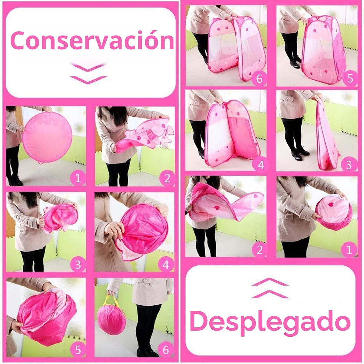 Crayline - Tienda de campaña desplegable de princesa con luz de est...