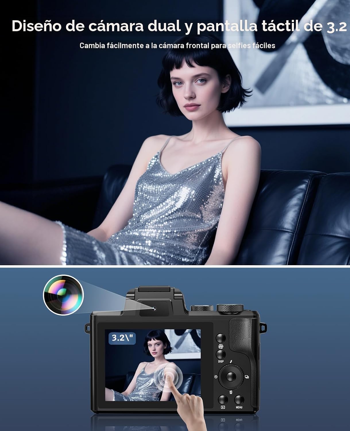 Cámara digital 8K, cámaras con enfoque automático de 88MP para foto...
