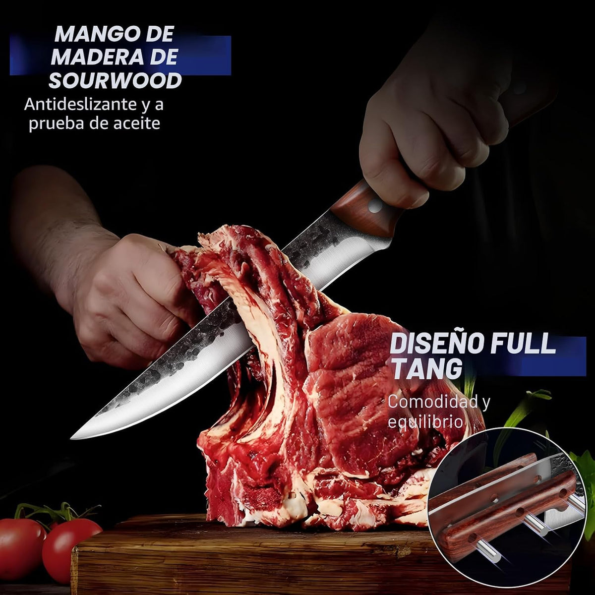 Topfeel Juego de 8 cuchillos de chef para carnicero y pescado, con...