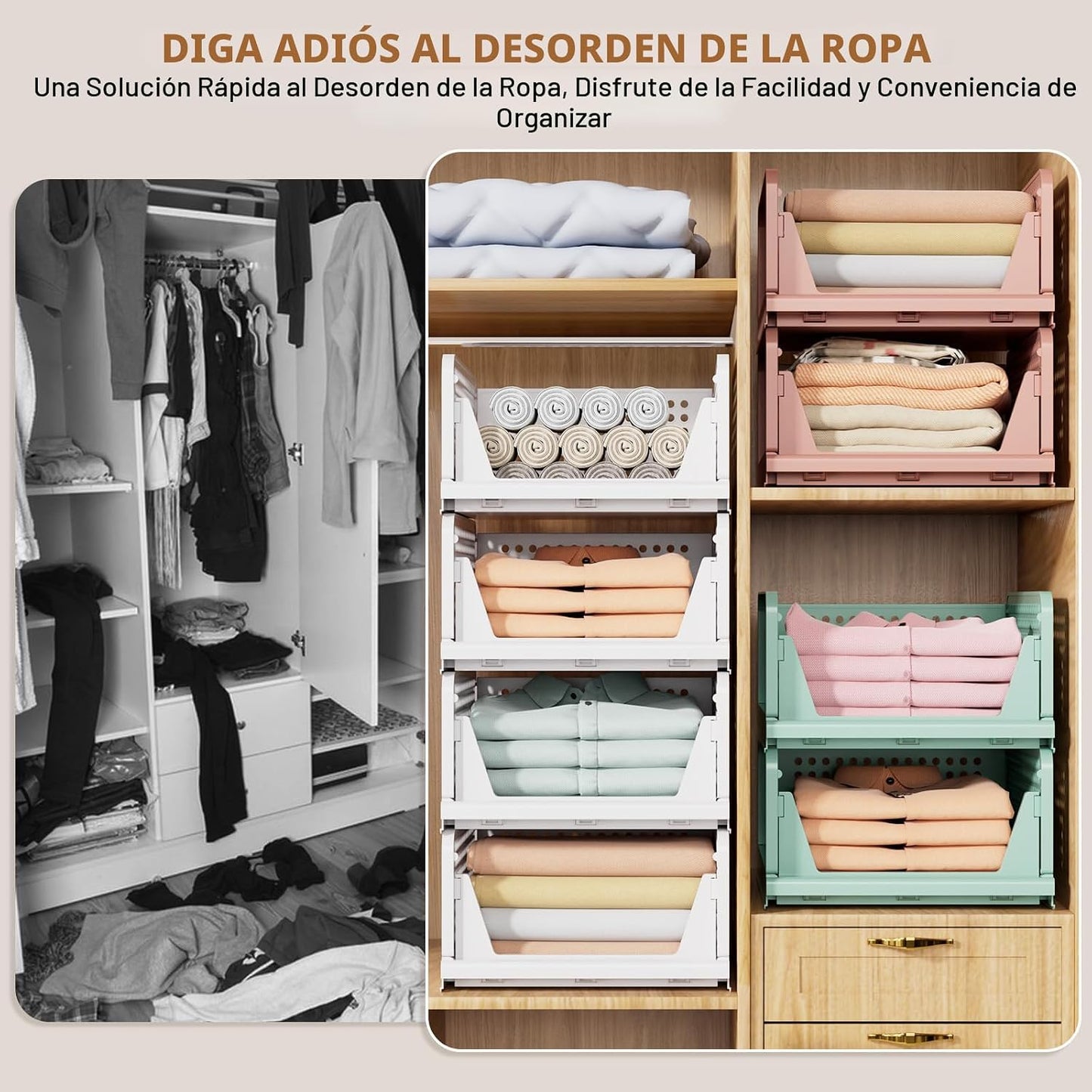 SNSLXH Paquete de 8 contenedores de almacenamiento apilables para a...