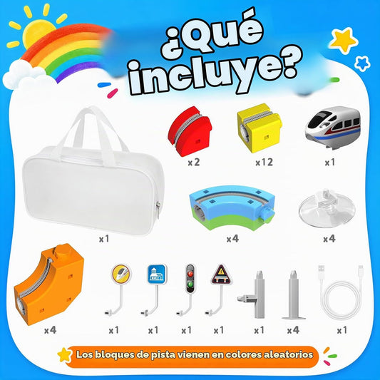 Juego de tren eléctrico para niños, 22 piezas de juguete de pista d...