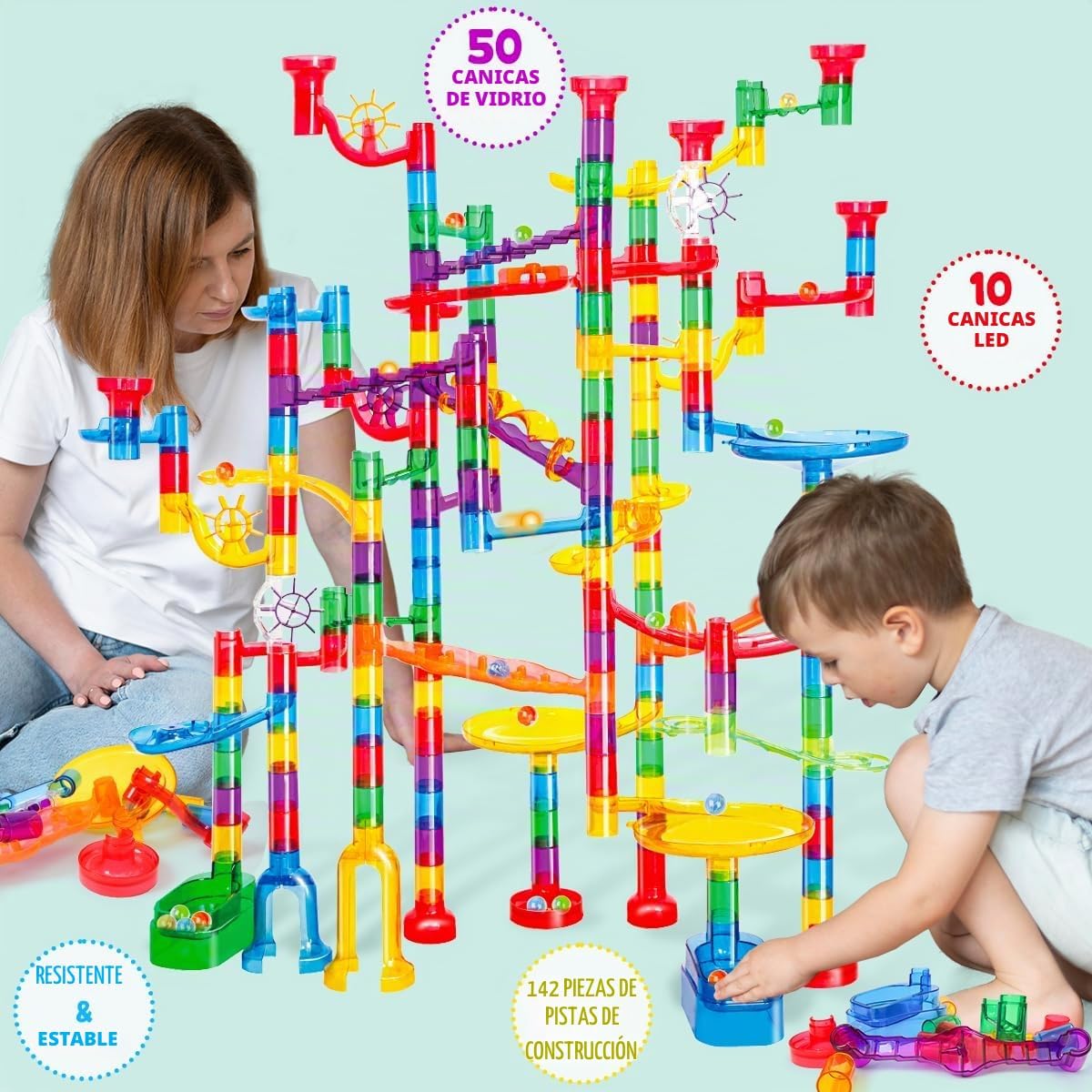 Meland Marble Run - Juego de construcción de laberinto de mármol de...