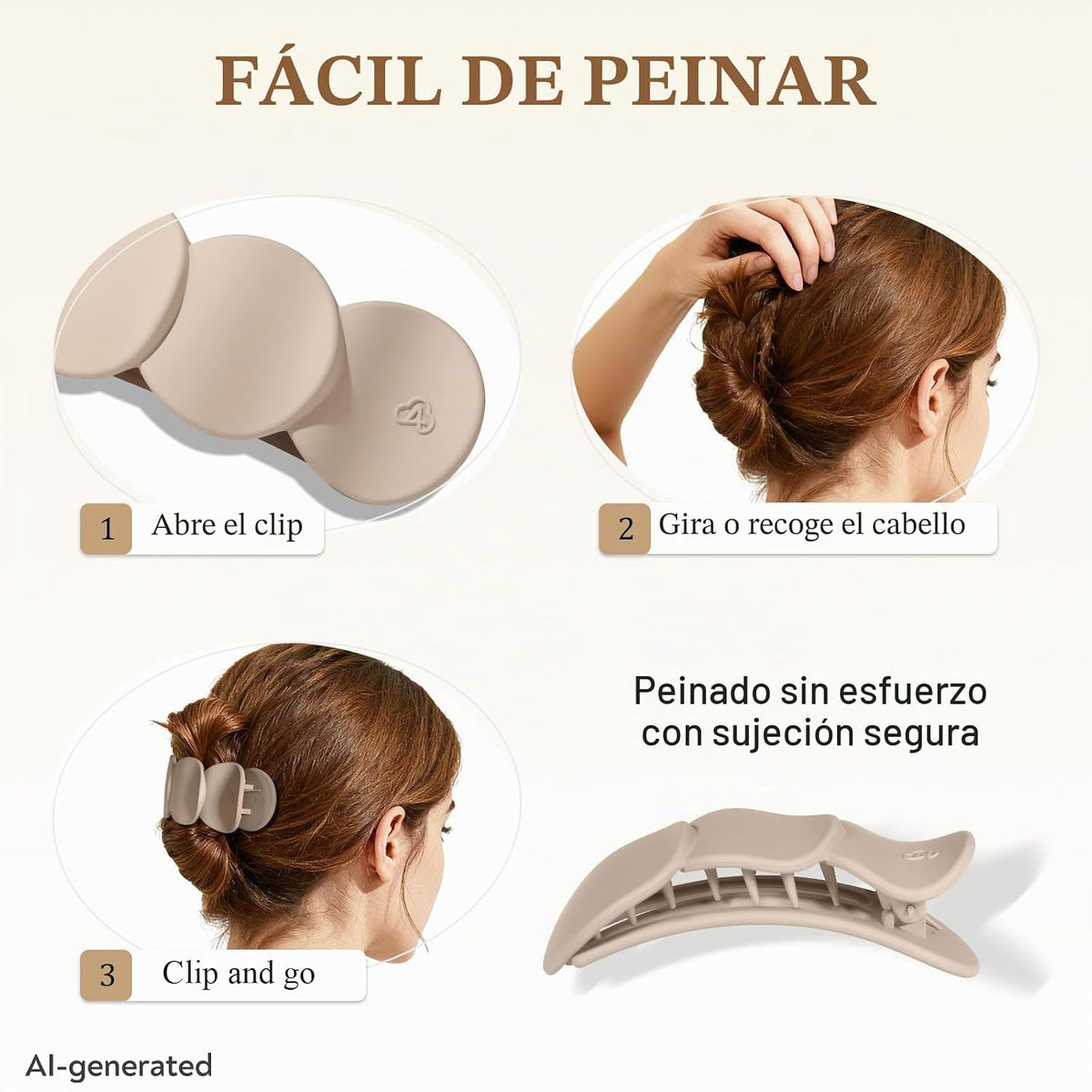 Amlaidu Pinzas de pelo planas medianas para mujer, pinzas de garra...