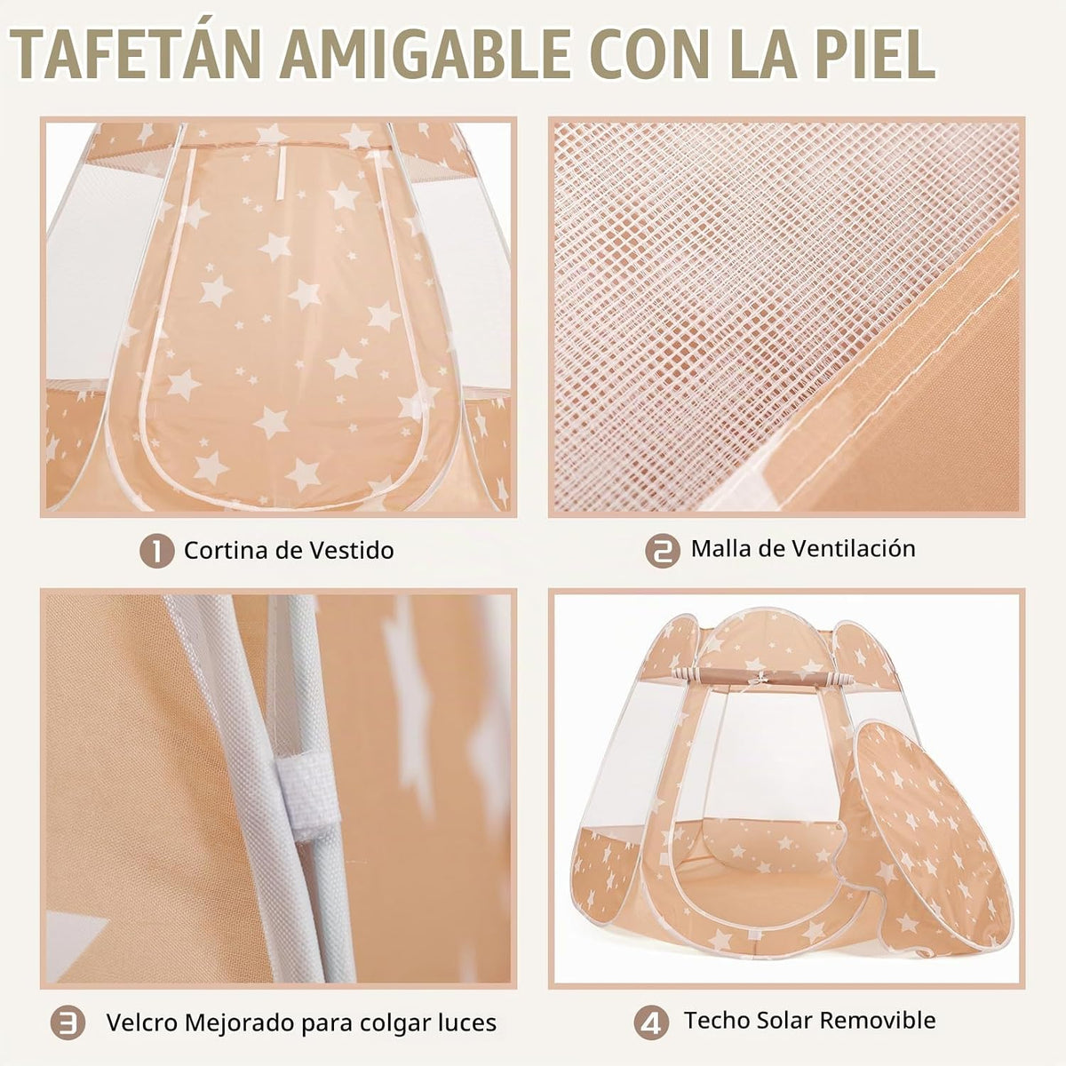 Crayline - Tienda de campaña desplegable de princesa con luz de est...