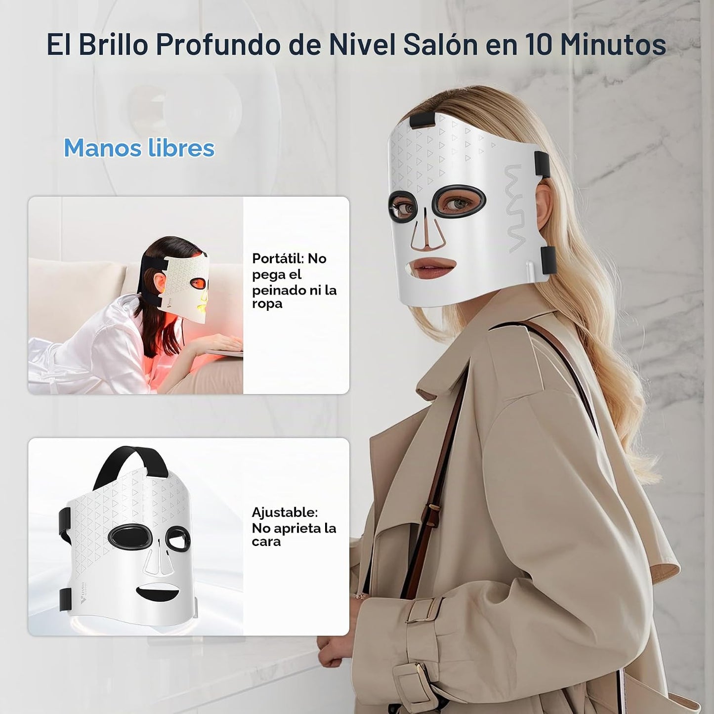 Máscara facial de terapia de luz roja infrarroja VYM con controlado...