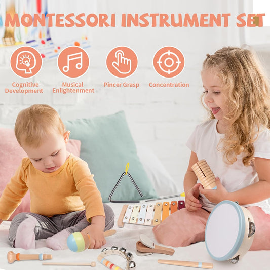 YHHYTOY Montessori Toys - Juego de instrumentos musicales de madera...