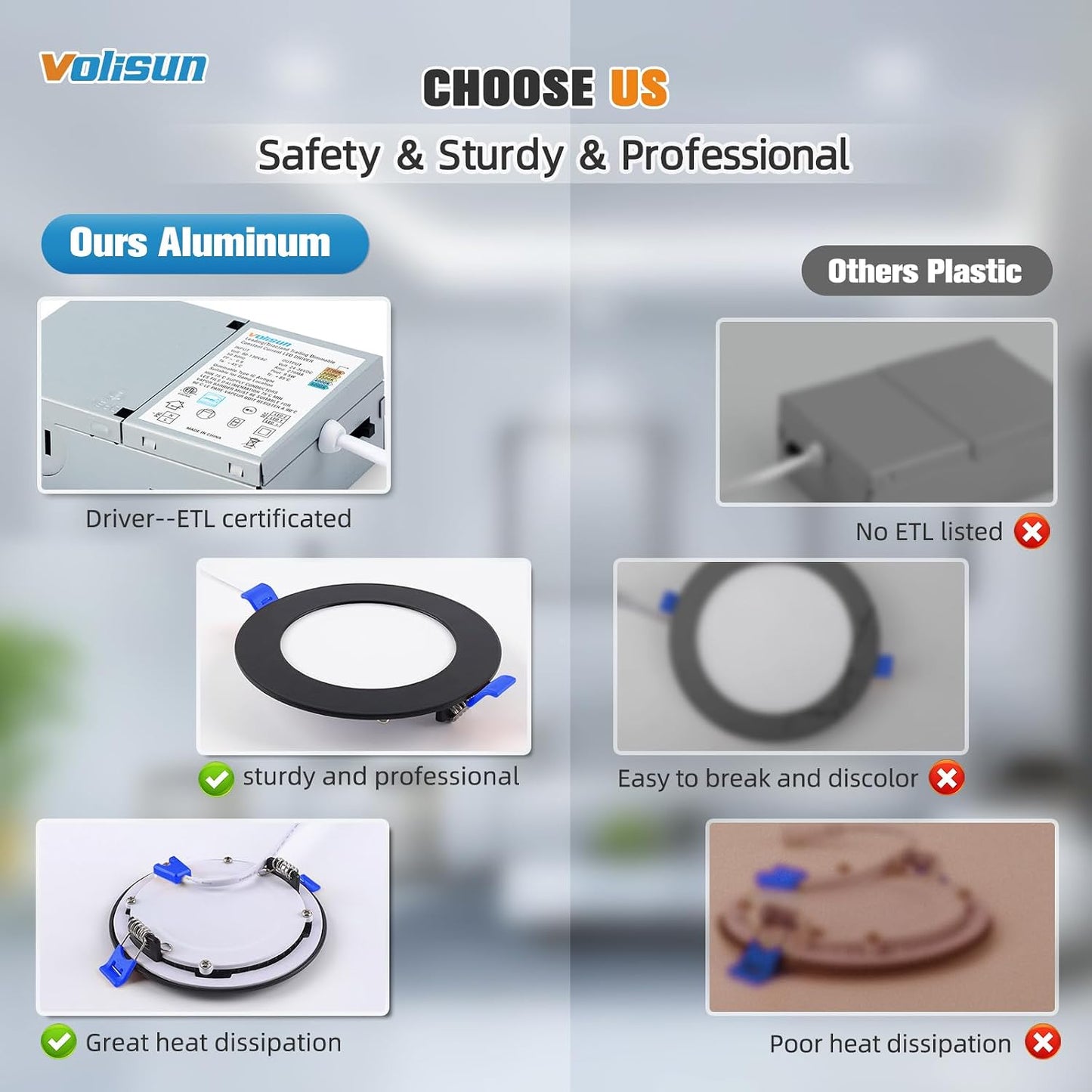 VOLISUN Paquete de 24 luces empotrables de 4 pulgadas, luz LED empo...