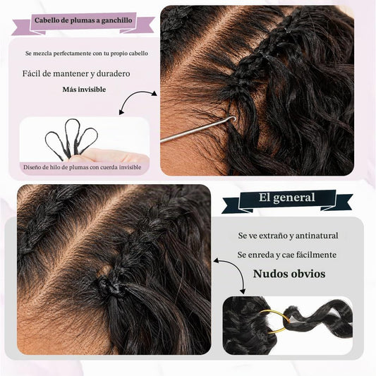 Goulus Cabello humano rizado birmano de 4.23 oz, sin nudos, con plu...